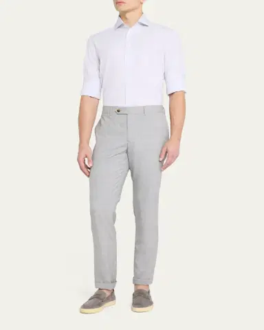 Brunello Cucinelli Men's Cotton Canvas Dress Shirt | Thumbnail 7 Brunello Cucinelli Men's Cotton Canvas Dress Shirt | Thumbnail 7