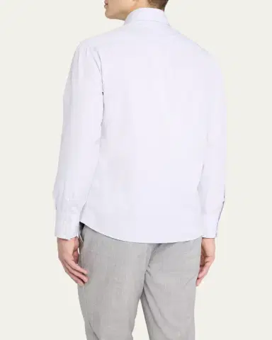 Brunello Cucinelli Men's Cotton Canvas Dress Shirt | Thumbnail 8 Brunello Cucinelli Men's Cotton Canvas Dress Shirt | Thumbnail 8