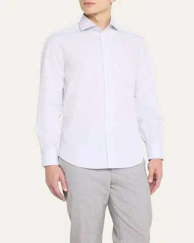 Brunello Cucinelli Men's Cotton Canvas Dress Shirt | Thumbnail 9 Brunello Cucinelli Men's Cotton Canvas Dress Shirt | Thumbnail 9