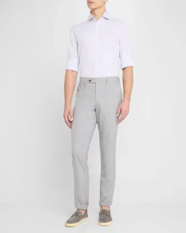 Brunello Cucinelli Men's Cotton Canvas Dress Shirt | Thumbnail 10 Brunello Cucinelli Men's Cotton Canvas Dress Shirt | Thumbnail 10