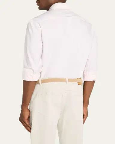 Brunello Cucinelli Men's Cotton Micro-Stripe Sport Shirt | Thumbnail 3 Brunello Cucinelli Men's Cotton Micro-Stripe Sport Shirt | Thumbnail 3