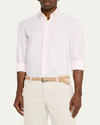 Brunello Cucinelli Men's Cotton Micro-Stripe Sport Shirt | Thumbnail 4 Brunello Cucinelli Men's Cotton Micro-Stripe Sport Shirt | Thumbnail 4