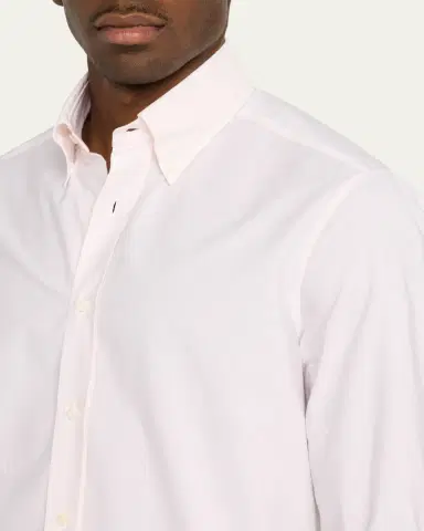 Brunello Cucinelli Men's Cotton Micro-Stripe Sport Shirt | Thumbnail 5 Brunello Cucinelli Men's Cotton Micro-Stripe Sport Shirt | Thumbnail 5