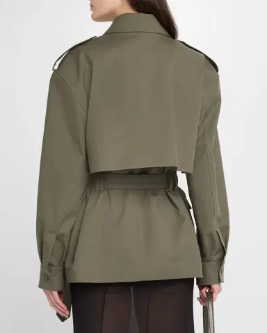 Saint Laurent Belted Long-Sleeve Button-Down Jacket | Thumbnail 3 Saint Laurent Belted Long-Sleeve Button-Down Jacket | Thumbnail 3