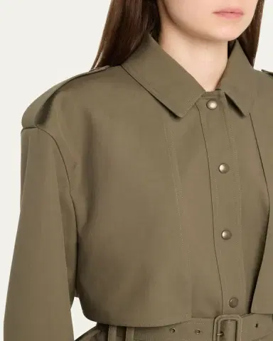 Saint Laurent Belted Long-Sleeve Button-Down Jacket | Thumbnail 6 Saint Laurent Belted Long-Sleeve Button-Down Jacket | Thumbnail 6