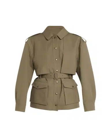 Saint Laurent Belted Long-Sleeve Button-Down Jacket | Thumbnail 1 Saint Laurent Belted Long-Sleeve Button-Down Jacket | Thumbnail 1