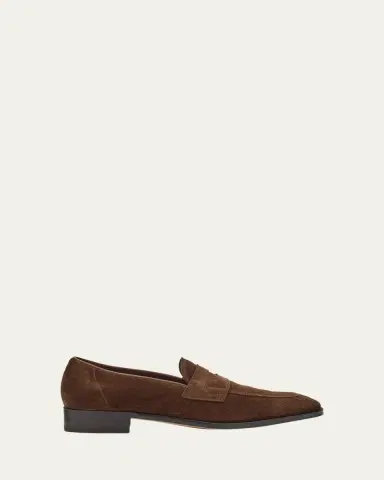 John Lobb Men's James Suede Penny Loafers | Thumbnail 4