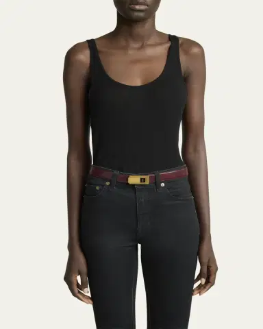Saint Laurent YSL Skinny Leather Belt | Thumbnail 3