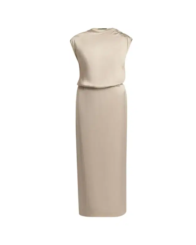 Long Cowl-Neck Double Satin Dress