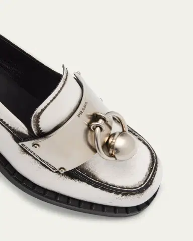 Prada Brushed Leather Ball Chain Loafers | Thumbnail 3