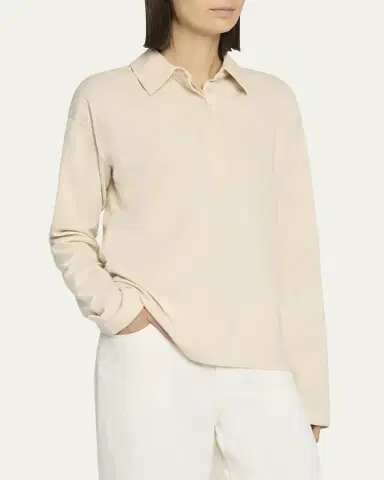 THE ROW Roddie Long Sleeve Polo Top | Thumbnail 4