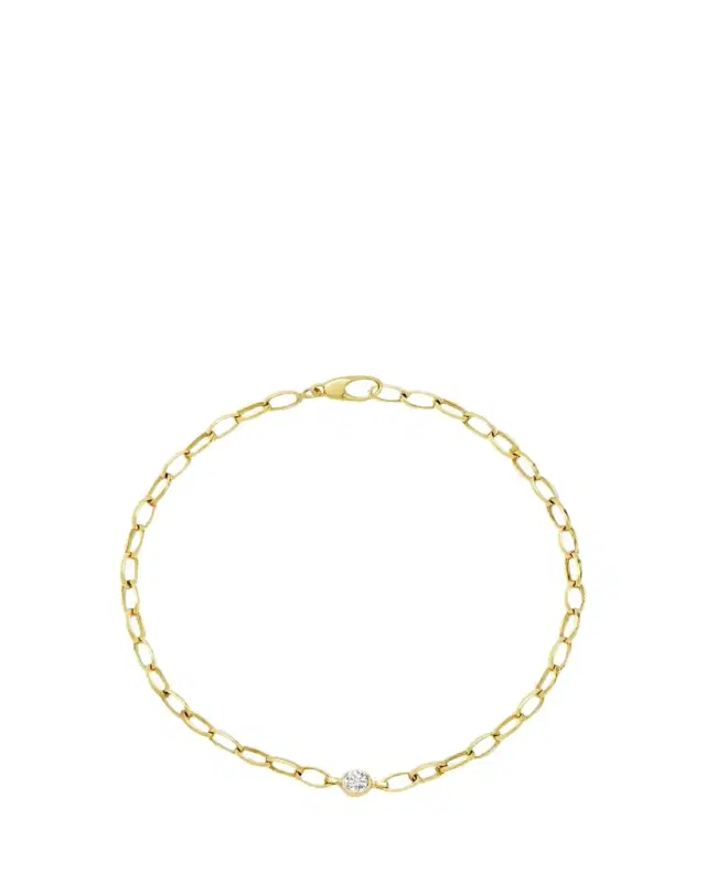 18K Yellow Gold Small Edith Single Diamond Bezel Bracelet