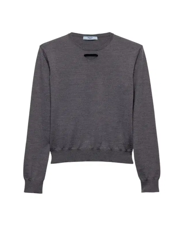 Cutout Triangle Wool Knit Sweater