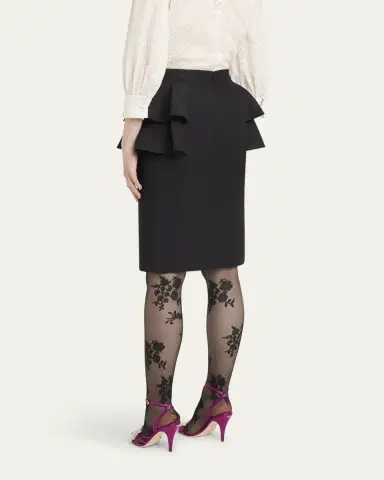Valentino Garavani Tiered Peplum Midi Wool Skirt | Thumbnail 3