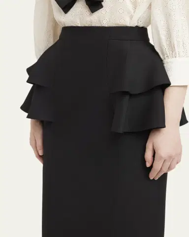 Valentino Garavani Tiered Peplum Midi Wool Skirt | Thumbnail 5
