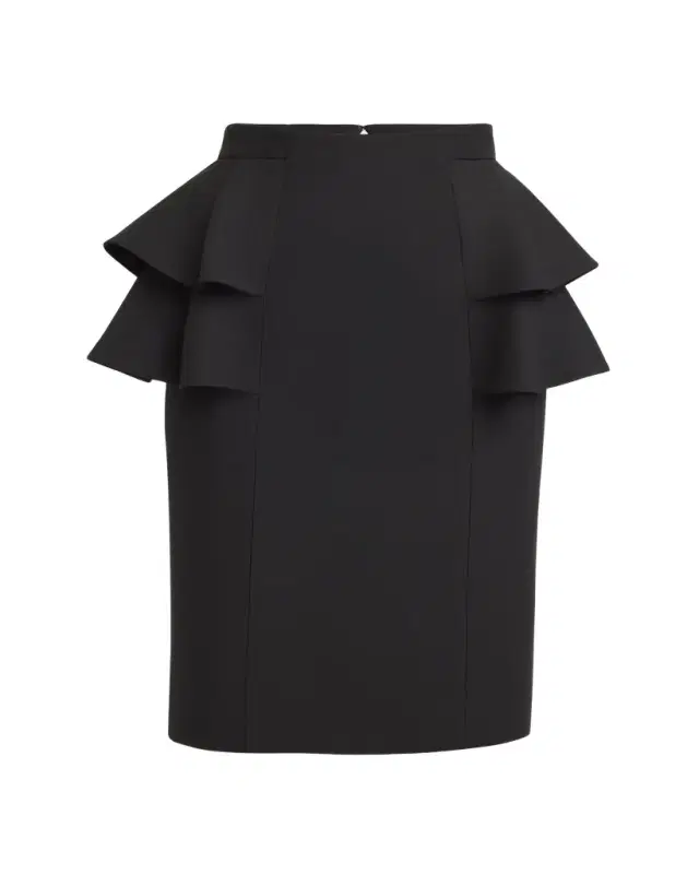 Valentino Garavani Tiered Peplum Midi Wool Skirt