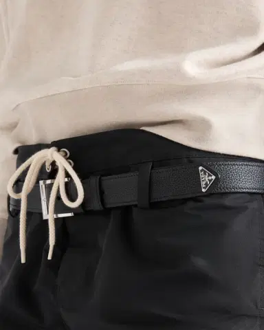 Prada Men's Adjustable Logo Leather Belt | Thumbnail 2