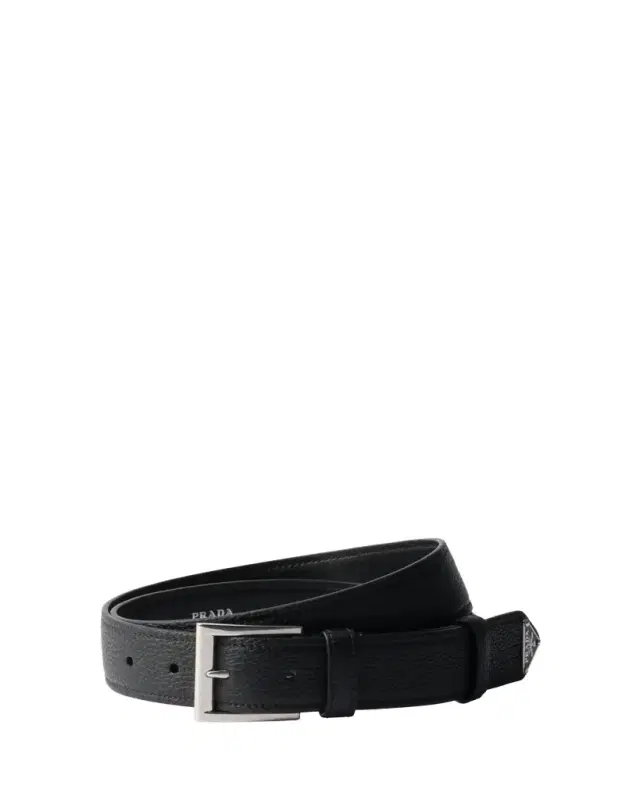 Prada Men's Adjustable Logo Leather Belt