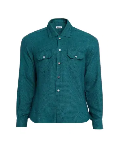 Kiton Men's Cotton Micro-Houndstooth Textured Overshirt | Thumbnail 1