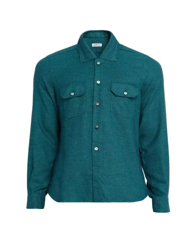 Men's Cotton Micro-Houndstooth Textured Overshirt