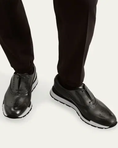 Berluti Men's Fast Track Brogue Leather Sneakers | Thumbnail 3