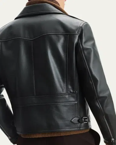 Berluti Men's Un Jour Patina Leather Moto Jacket | Thumbnail 3