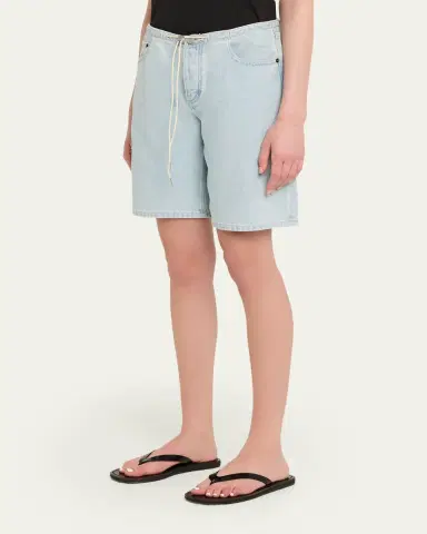 STILL HERE Cool Drawstring Denim Shorts | Thumbnail 4