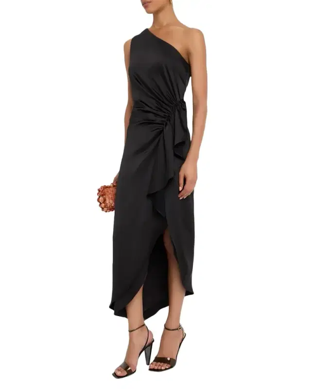 Malika Draped One-Shoulder Midi Dress