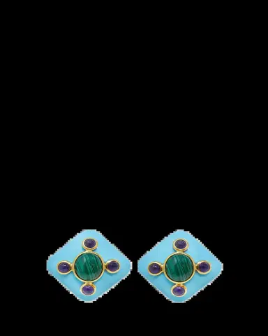 Grazia And Marica Vozza Rhombus Resin Earrings with Malachite and Amethyst | Thumbnail 2