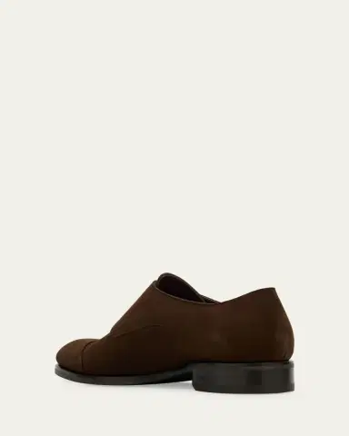 Brioni Men's Milano Suede Cap-Toe Double-Monk Strap Loafers | Thumbnail 4