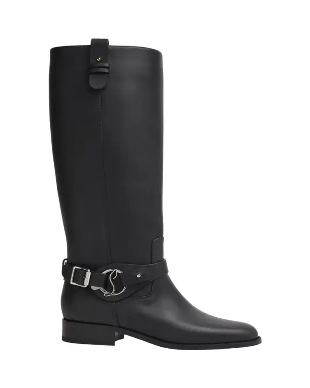 Christian Louboutin Dianouchette Leather Red Sole Riding Boots