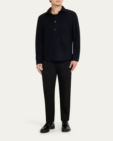 Maurizio Baldassari Men's Solferino Cashmere Raw Edge Overshirt | Thumbnail 2