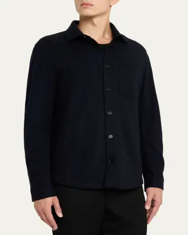 Maurizio Baldassari Men's Solferino Cashmere Raw Edge Overshirt | Thumbnail 4