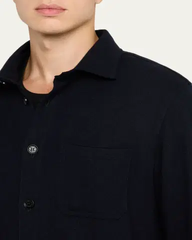 Maurizio Baldassari Men's Solferino Cashmere Raw Edge Overshirt | Thumbnail 5