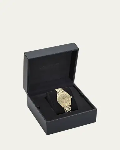 Versace V-Code 36mm IP Yellow Gold Bracelet Watch | Thumbnail 2