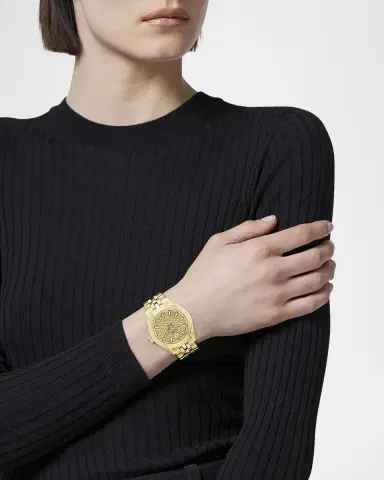 Versace V-Code 36mm IP Yellow Gold Bracelet Watch | Thumbnail 6