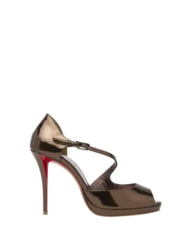120mm Miss Zigou Metallic Leather Red Sole Sandals