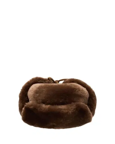 Pologeorgis Men's Shearling Trapper Hat with Leather Chin Strap | Thumbnail 1