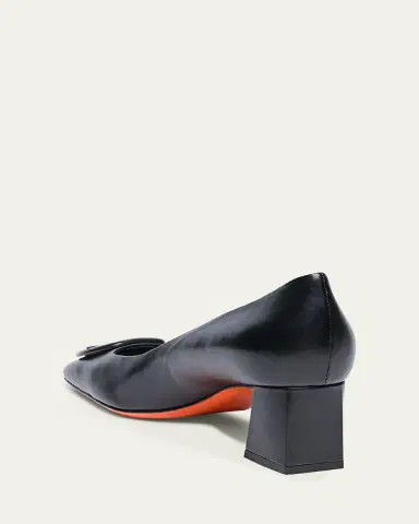 Santoni Calfskin Buckle Block-Heel Pumps | Thumbnail 2