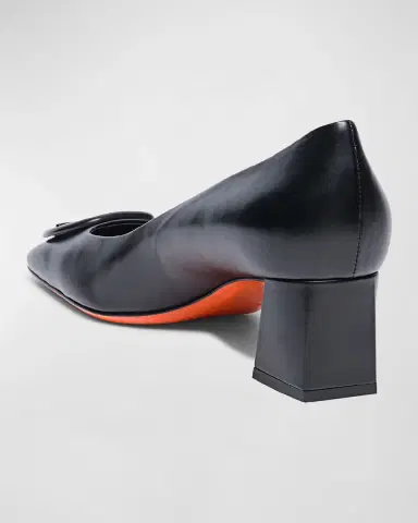 Santoni Calfskin Buckle Block-Heel Pumps | Thumbnail 4