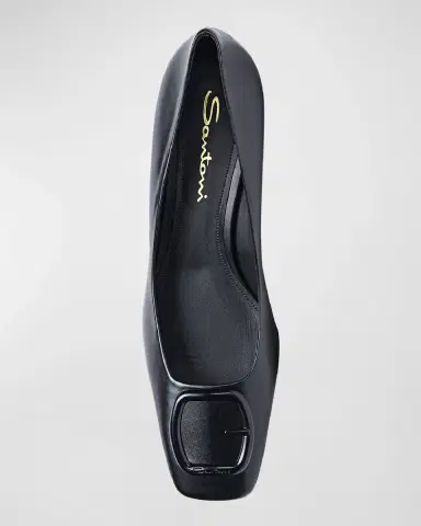 Santoni Calfskin Buckle Block-Heel Pumps | Thumbnail 5