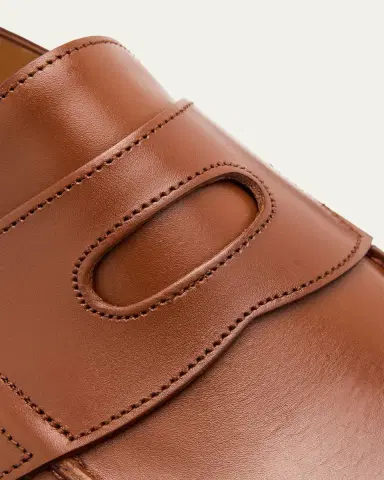 John Lobb Men's Lopez Leather-Sole Penny Loafers | Thumbnail 2