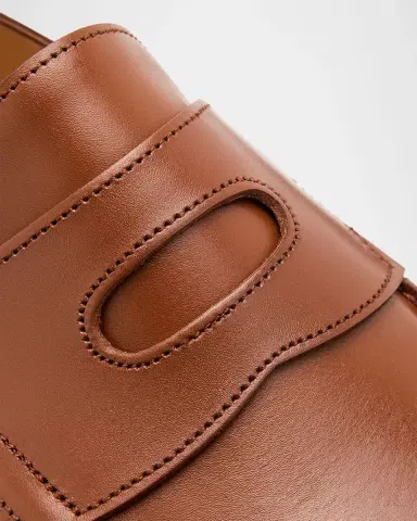John Lobb Men's Lopez Leather-Sole Penny Loafers | Thumbnail 9