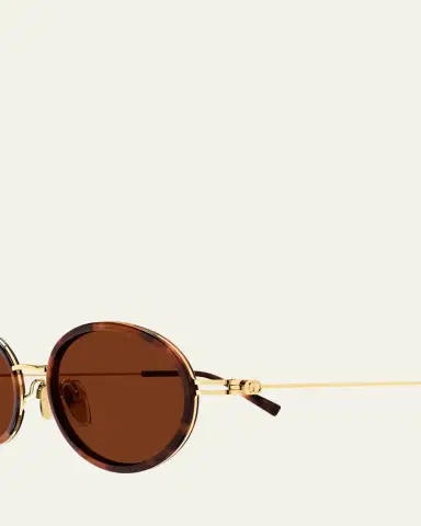 Gucci Emblem 52mm Acetate & Metal Oval Sunglasses | Thumbnail 3 Gucci Emblem 52mm Acetate & Metal Oval Sunglasses | Thumbnail 3