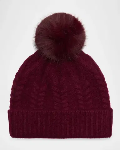 Sofia Cashmere Faux Fur Pom Cashmere Beanie | Thumbnail 2 Sofia Cashmere Faux Fur Pom Cashmere Beanie | Thumbnail 2