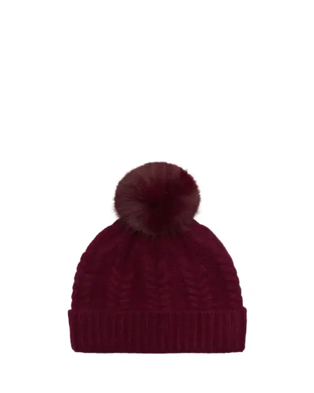 Sofia Cashmere Faux Fur Pom Cashmere Beanie