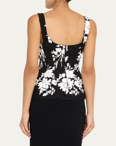PRABAL GURUNG Sequin Floral-Embroidered Eyelet Tank Top | Thumbnail 3