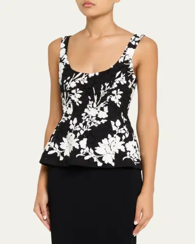PRABAL GURUNG Sequin Floral-Embroidered Eyelet Tank Top | Thumbnail 4