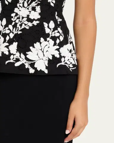 PRABAL GURUNG Sequin Floral-Embroidered Eyelet Tank Top | Thumbnail 5