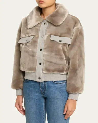 FAZ Short Faux-Fur Bomber Jacket | Thumbnail 4